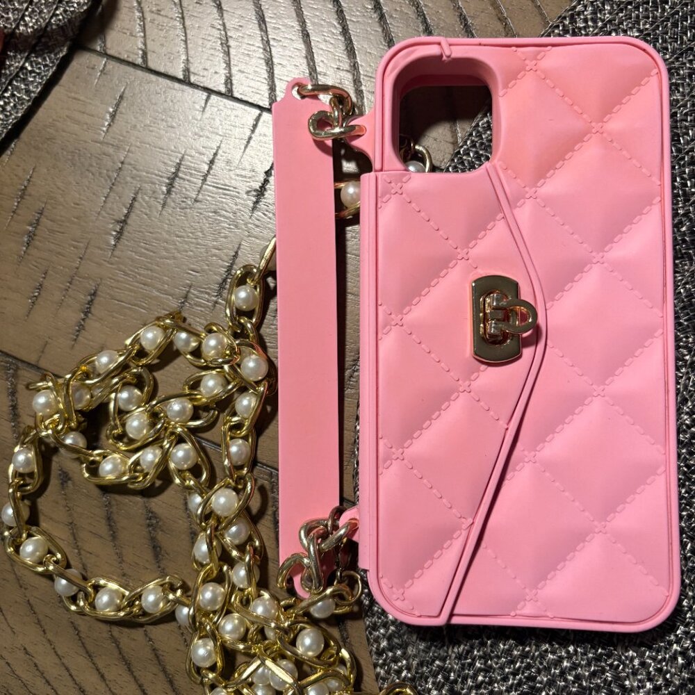 iPhone 11 Pink Silicone Case Purse+ Wallet